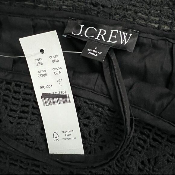 J.CREW Crochet Midi Dress Large Black Relaxed Fit Boho Resortwear Vacation NWT - Picture 4 of 8